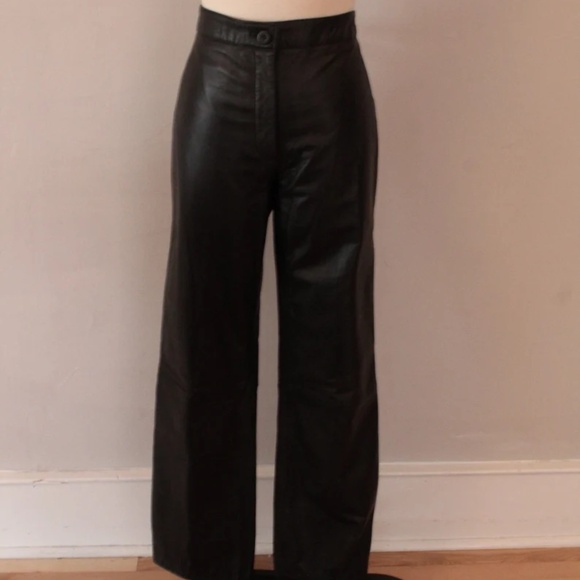 1990’s Bovines Black Leather Pants - Picture 1 of 3